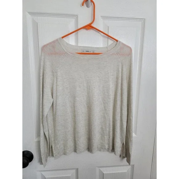 ZARA Knit Cream Super Soft Thin Lightweight Sweater Size SMALL - Picture 2 of 5
